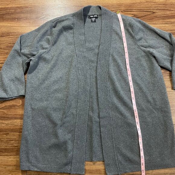 Spring + Mercer Open Front Cardigan Sweater Sz XL Gray 3/4 Sleeve Cotton Blend - Picture 5 of 8